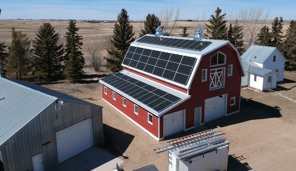 Barn with solar panels